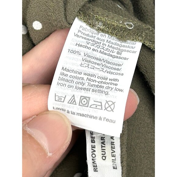 Madewell Central Drapey Popover Shirt in Grid Dot Olive Green Extra Small XS - Picture 15 of 16